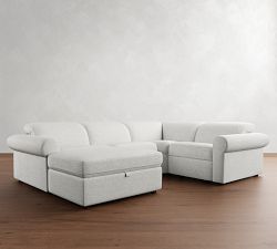 Ultra Lounge Roll Arm Reclining 5-Piece Chaise Sectional - Storage Available (147&quot;)