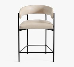 Maison Barrel Back Leather Stool