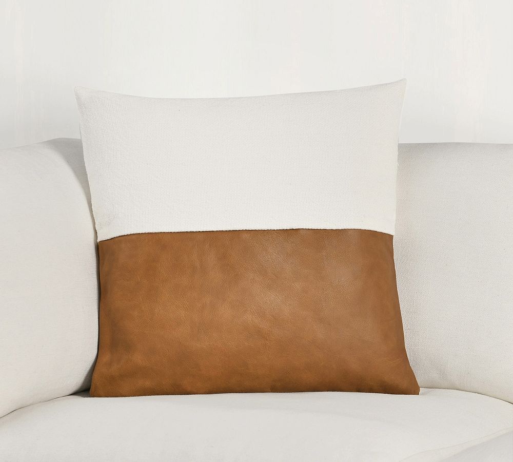 Aleta Leather &amp; Linen Pillow Cover