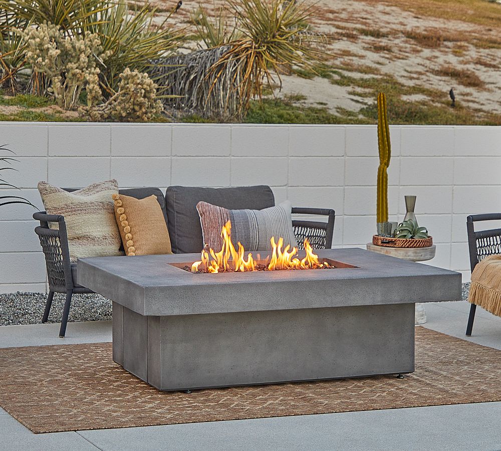 Chrisley Concrete Rectangular Propane Fire Pit Table (50&quot;)