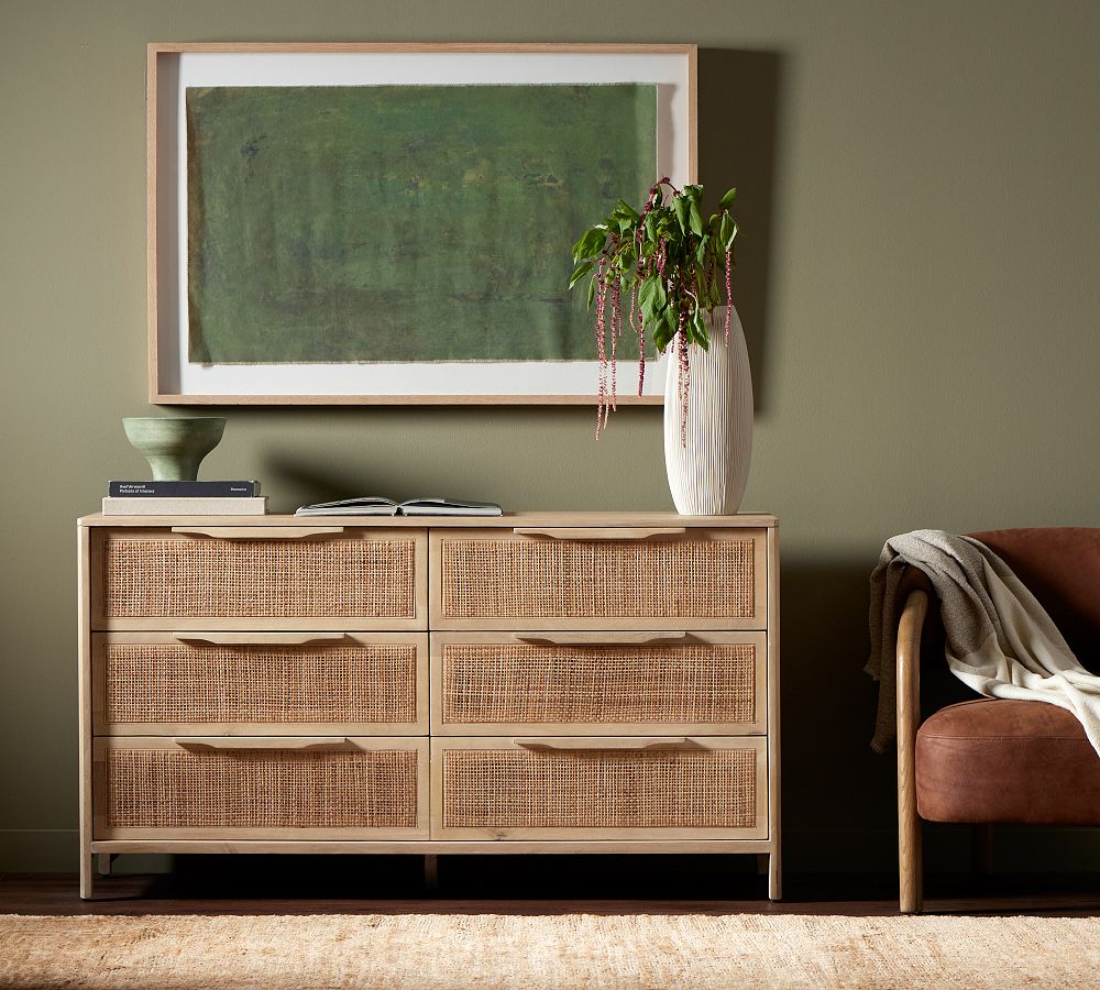 Dolores 6-Drawer Cane Dresser (58&quot;)