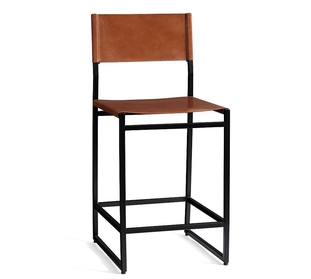 Open Box: Hardy Leather Bar &amp; Counter Stools - Bronze/Saddle Tan Leather