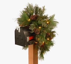 Lit LED Faux Pine Mailbox Swag