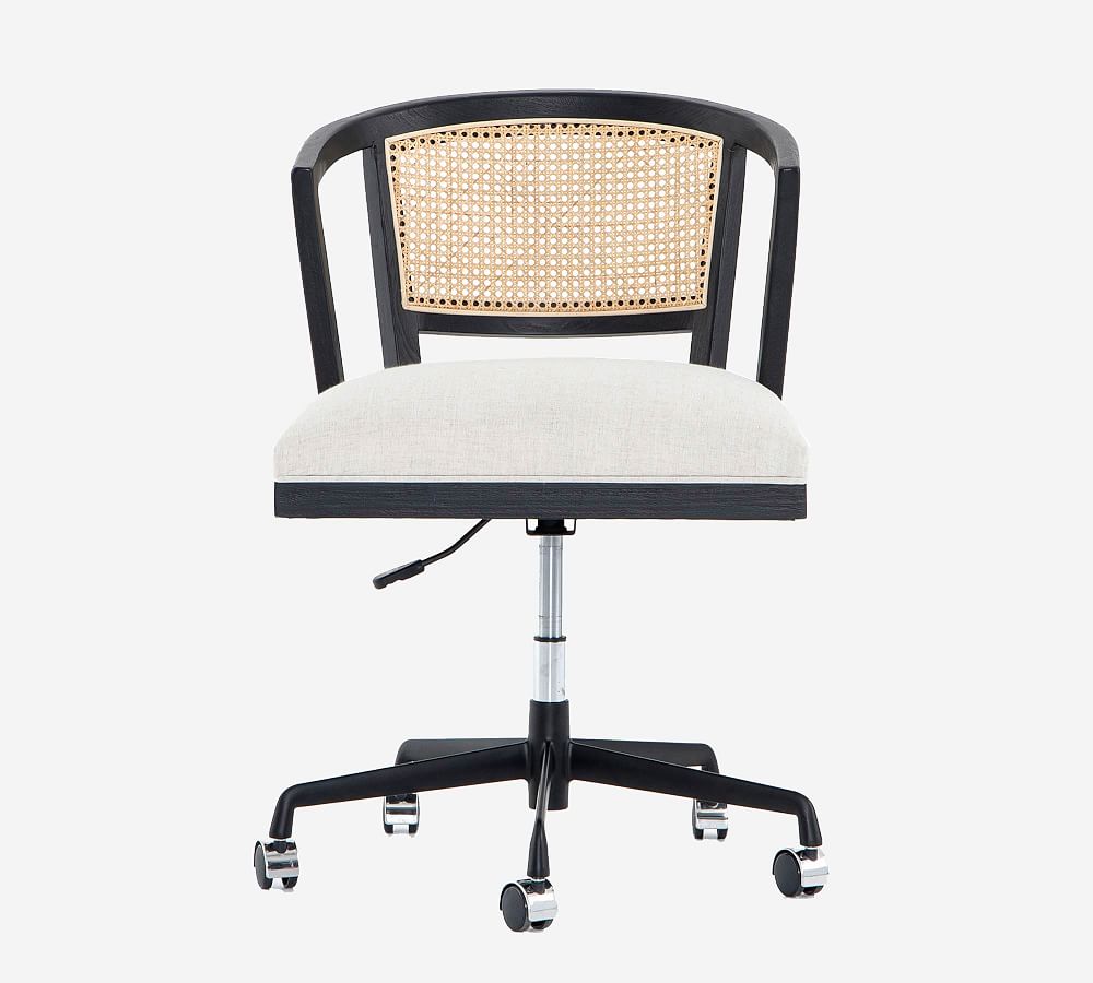 Alexa Contemporary Brushed Ebony Leather Swivel Conference Chair