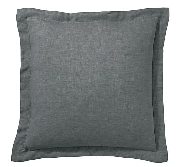 Belgian Flax Linen Sham, Charcoal, Euro, Set of 2