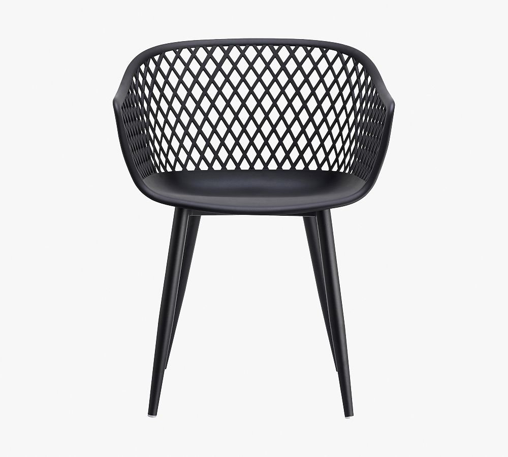 Black Woven Plastic and Metal Outdoor Dining Chair