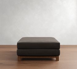 Jake Leather Brindle Wood Base Modular Sectional Ottoman