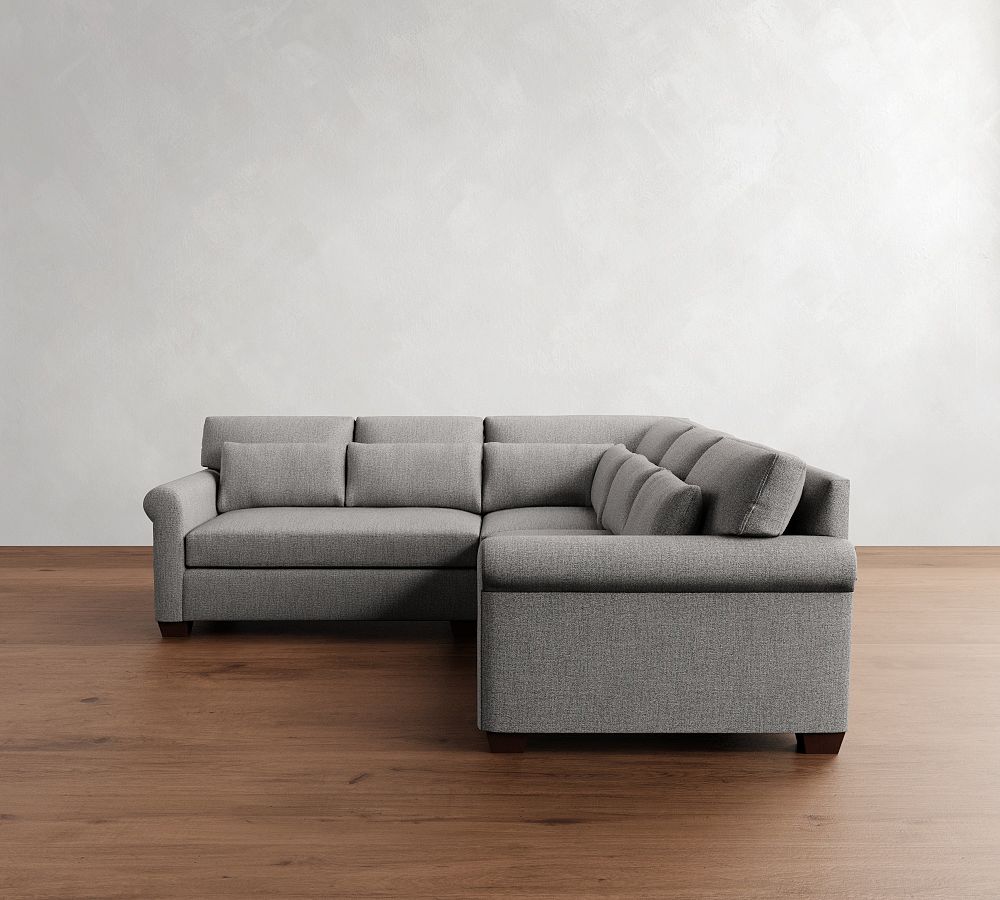 York Roll Arm Deep Seat 3-Piece L-Shaped Sectional (99&quot;)