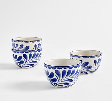 Puebla Porcelain Condiment Bowls, Set of 4 - Blue