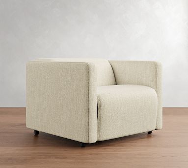 Tucker Upholstered Power Recliner, Polyester Wrapped Cushions, Performance Heathered Basketweave Ivory