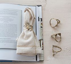 Brass Leaf Shaped Napkin Rings, Set of 4
