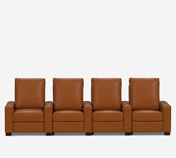 Turner Square Arm Leather Media Chair - Row of 4