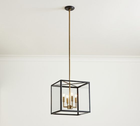 Manor Outdoor Glass & Iron Square Pendant (14"-20")
