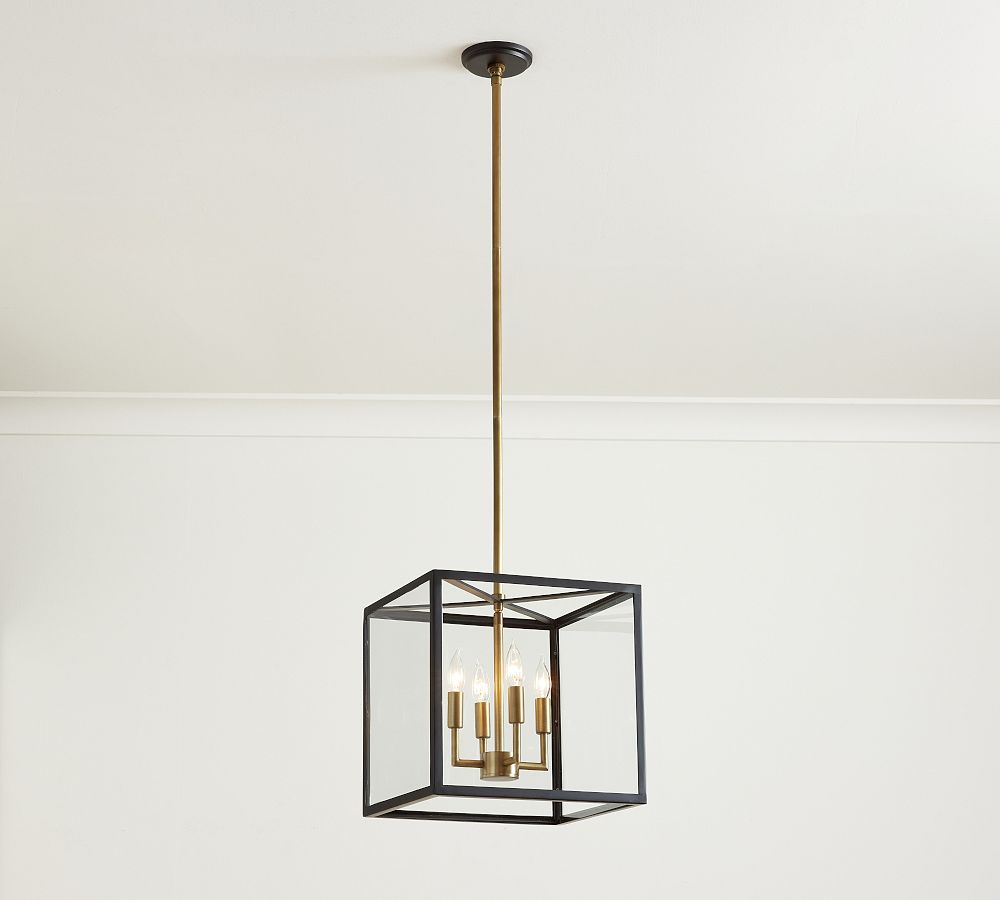 Open Box: Manor Outdoor Glass &amp; Iron Square Pendant