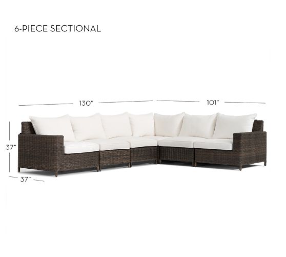 Torrey Wicker 6-Piece Square Arm Outdoor Sectional (130")