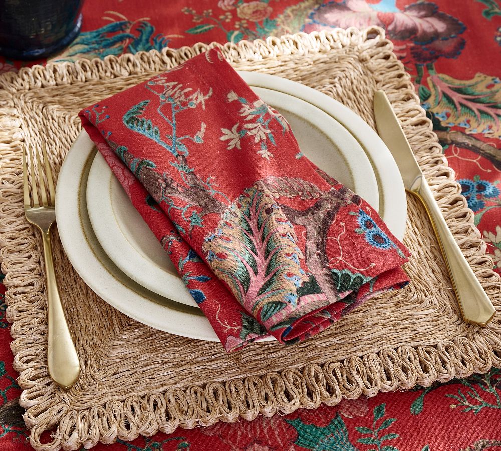 Dahlia Floral Cotton/Linen Napkins - Set of 4