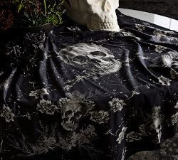 Skull Toile Organic Cotton Table Throw