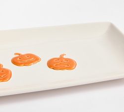 Jack-O&rsquo;-Lantern Whimsy Stoneware Cookie Platter
