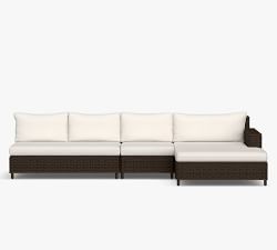 Torrey All Weather Wicker 3-Piece Square Arm Double Chaise Outdoor Sectional (134&quot;)