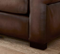 Turner Roll Arm Leather Double Chaise Sectional (141&quot;&ndash;174&quot;)