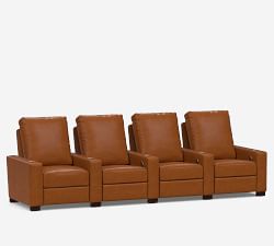 Turner Square Arm Leather Media Chair - Row of 4