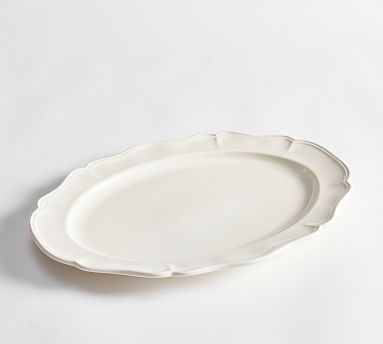 Heirloom Stoneware Oval Serving Platter, Large - White
