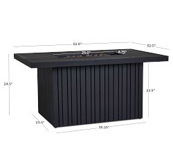 Everest Metal Rectangular Propane Fire Pit Table (52&quot;)