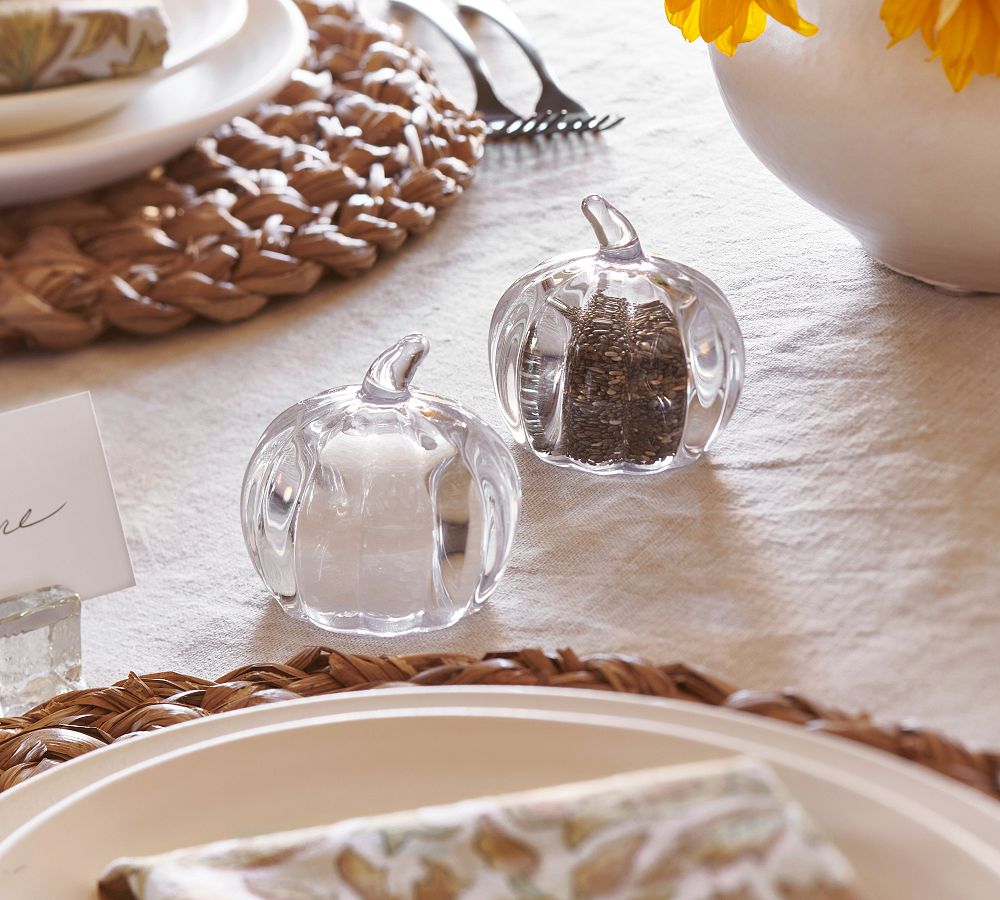Glass Pumpkin Salt &amp; Pepper Shakers