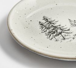 Rustic Forest Skier Stoneware Appetizer Plates - Mixed Set of 4