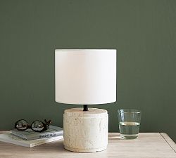 Damen Petite Travertine Table Lamp (9&quot;)