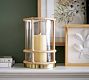 Lila Handcrafted Rattan &amp; Brass Hurricane Candle Holder