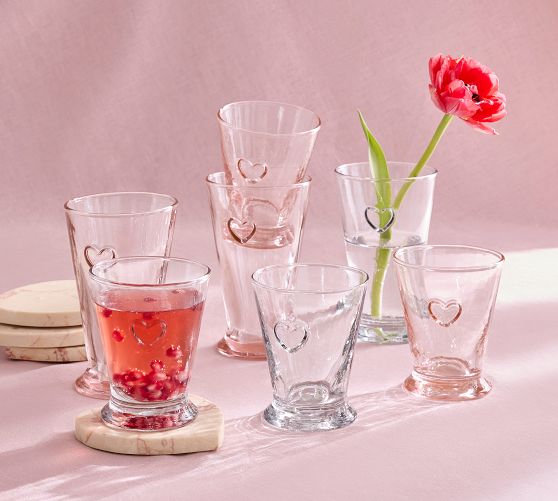 Heart Embossed Drinking Glasses