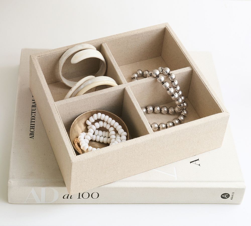 Closet Drawer Jewelry 4-Section Storage Tray