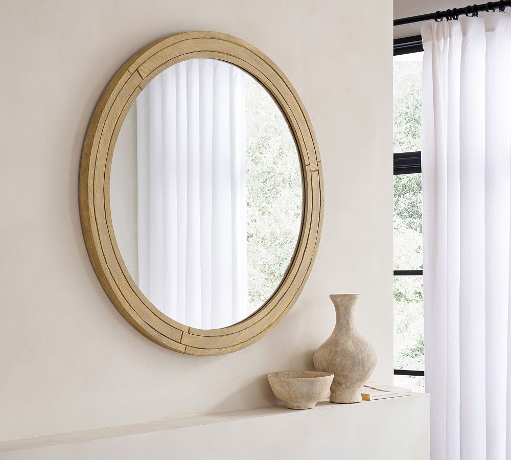 Field Handcrafted Wooden 36&quot; Round Wall Mirror