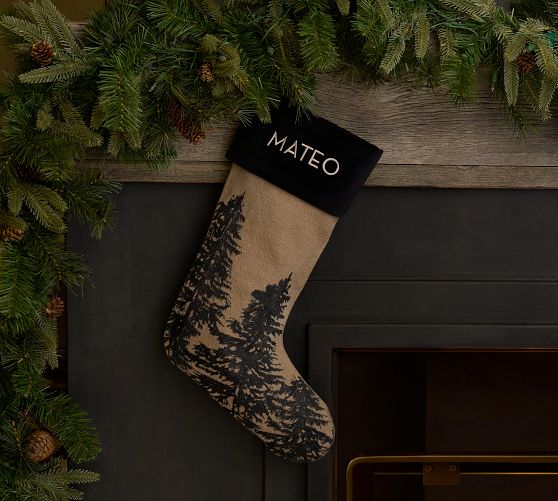 Black & Flax Rustic Forest Stocking