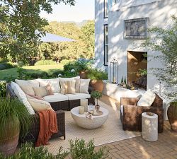 Torrey Wicker Square Arm Swivel Outdoor Lounge Chair
