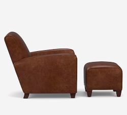 Manhattan Square Arm Leather Chair with Ottoman