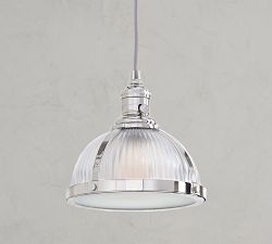 Industrial Ribbed Glass Cord Pendant (8&quot;-12&quot;)