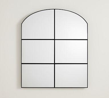 Paned Mirror Black 32"x36" Mantel Arch