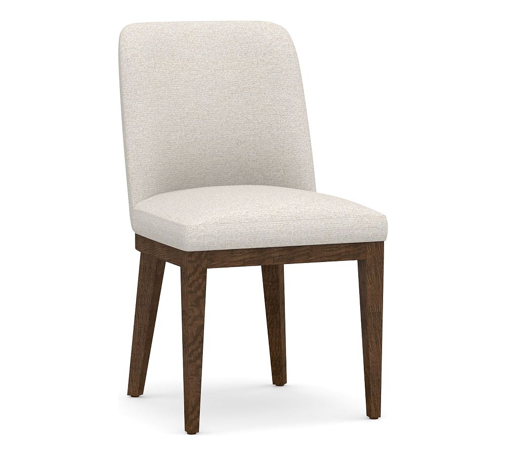 Layton Upholstered Side Dining Chair, Vintage Amber Legs, Performance Boucle Oatmeal