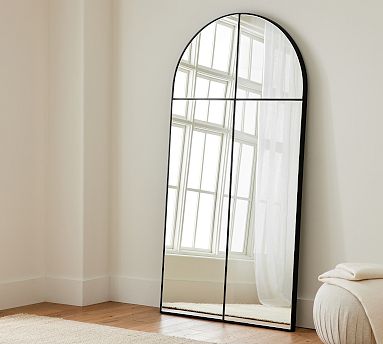 Paned Mirror Black 40"x82" O/S Floor Arch