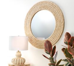 Anastasia Round Seagrass Mirror - 36&quot;