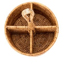 Tava Handwoven Rattan Round Flatware Caddy