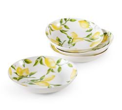 Lemons Bone China Pasta Bowls - Set of 4
