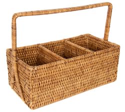 Tava Handwoven Rattan Rectangular Flatware Caddy