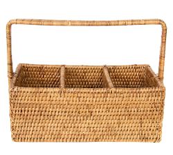 Tava Handwoven Rattan Rectangular Flatware Caddy