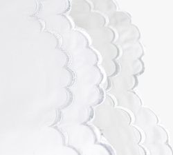 Maci Double Scalloped Percale Embroidered Sheet Set
