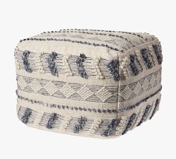 Open Box: Diamond Wool Tufted Square Pouf