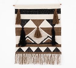 Printed Wall Hanging Tapestry, Black And Cream