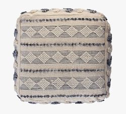 Open Box: Diamond Wool Tufted Square Pouf